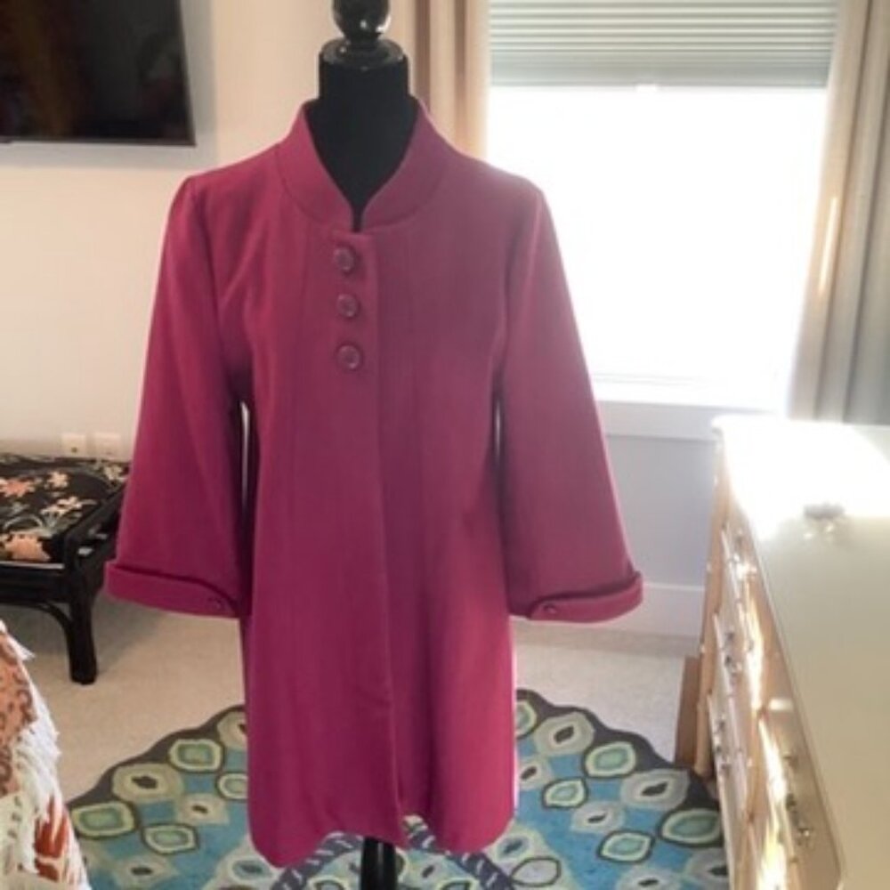 Fuschia Retro Style Wool Coat